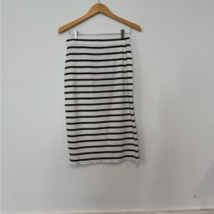 Banana Republic Black and White Striped Midi Skirt